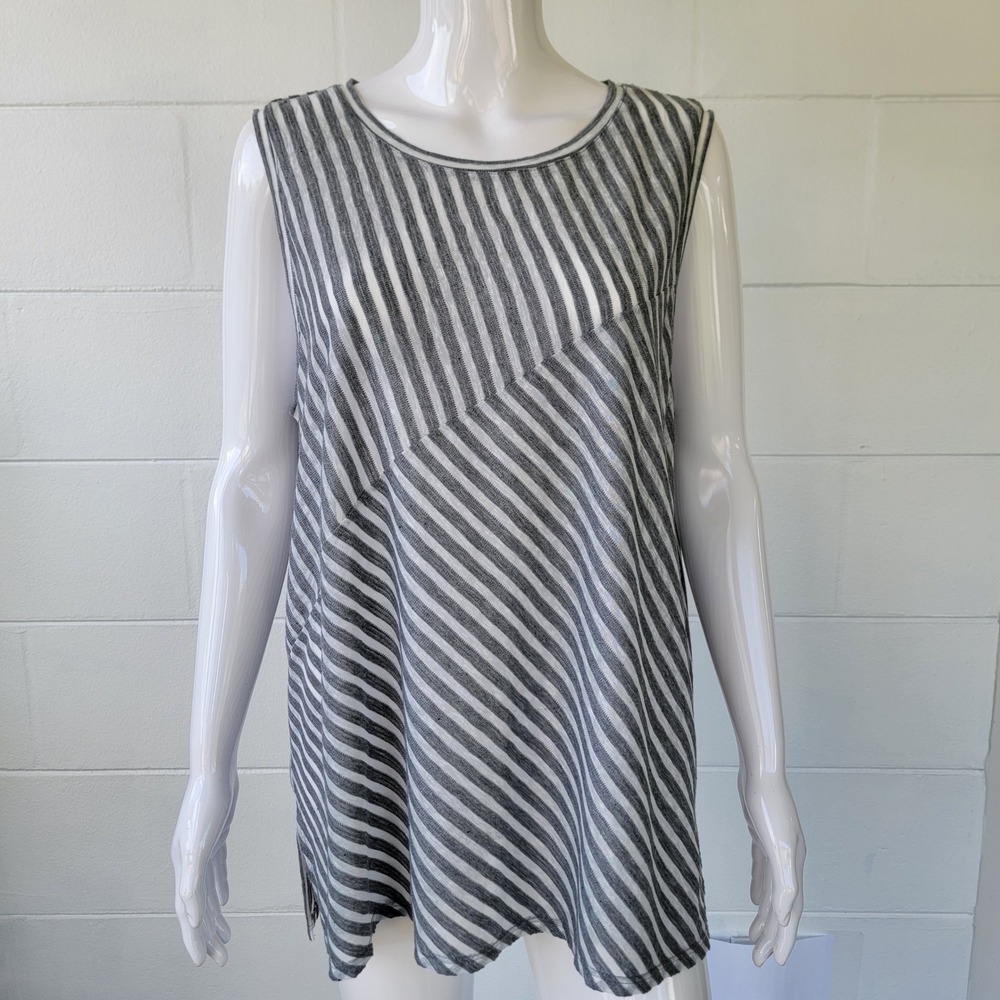 Two by Vince Camuto Striped Tank Top Grey‎ Women's XL Modern Minimalist